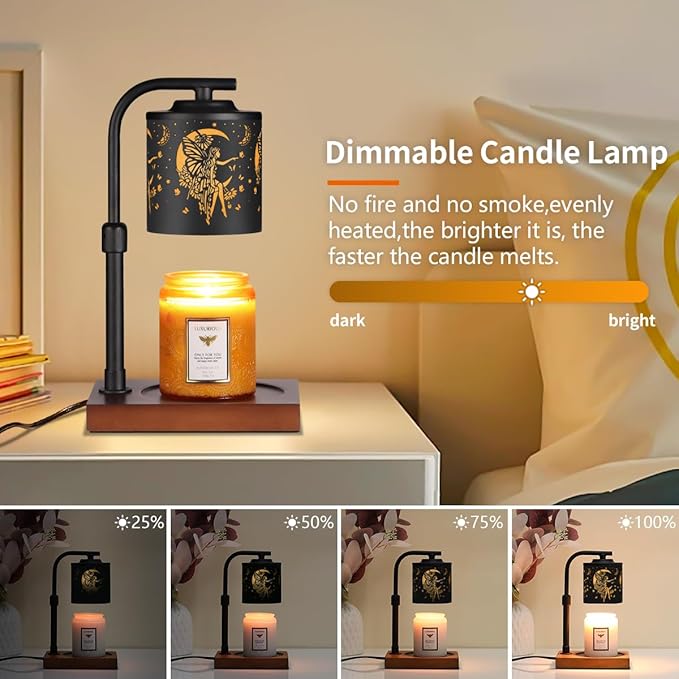 Candle Warmer Lamp with Adjustable Height Dimmable for New Home Decor Electric Candle Warmer for Jar Candles Birthday Gifts for Women Mom(Moon)