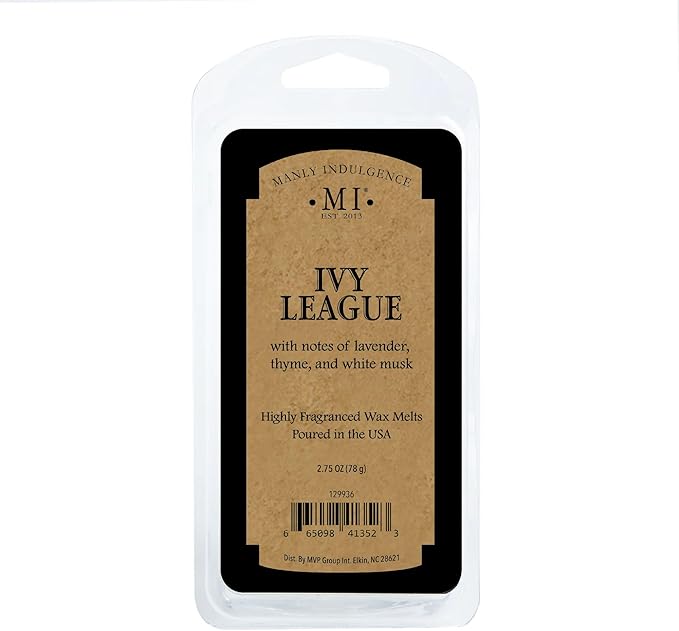 Manly Indulgence Ivy League Scented Wax Melts, Wax Melt Warmer Cubes, Long Lasting Scented Wax Warmer Cubes, 4 Pack, 6 Cubes Each - Made in The USA