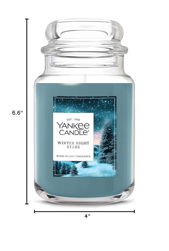 Yankee Candle Winter Night Stars, Christmas Scented Candle, 22oz Large Jar with up to 150 Hour Burn Time, Giftable
