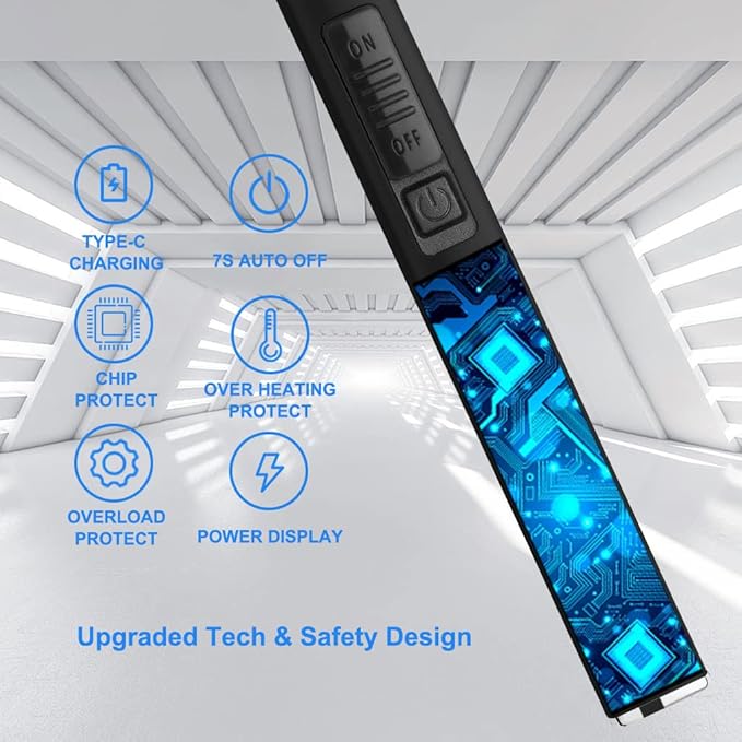 MeeToo Electric Candle Lighter Rechargeable Type-C - Gifts for Wife Men Women Nana, USB Plasma Arc Windproof Lighters for Candle Christmas Camping Kitchen Black