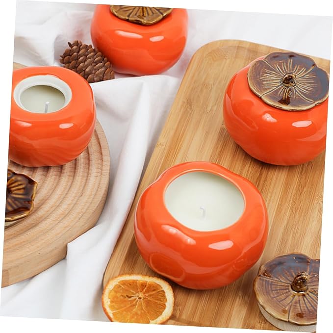 DIY Scented Candle Cup Ceramic Mason Jar Holder Persimmon Shape Craft Candle Container