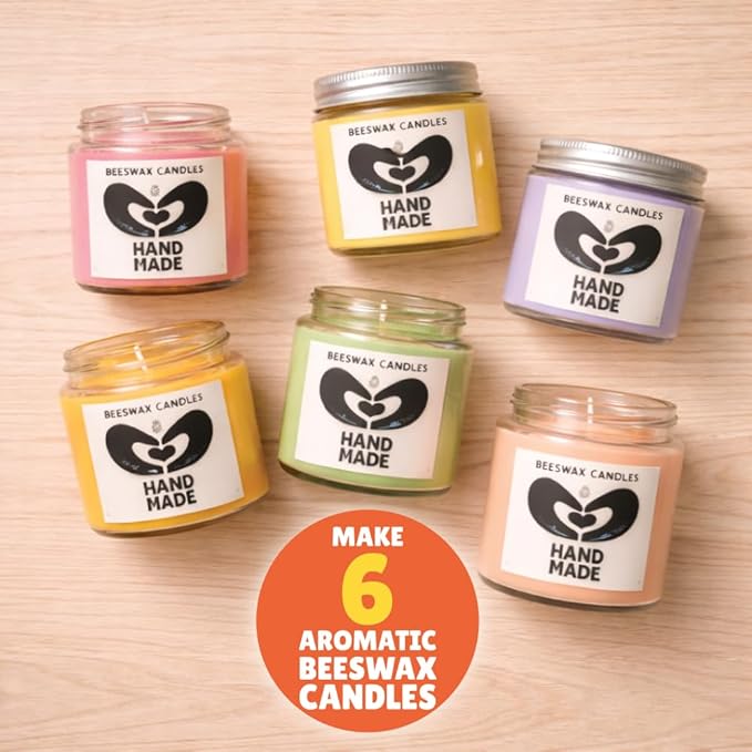 Kalakaram Aroma Beeswax Candle Making Kit, Pure & Natural Beeswax, 6 Decorative Jars, 6 Exotic Scents, Colors & More - Perfect for Home Decor & DIY Gifts - Beginner-Friendly Scented Candles Craft Kit