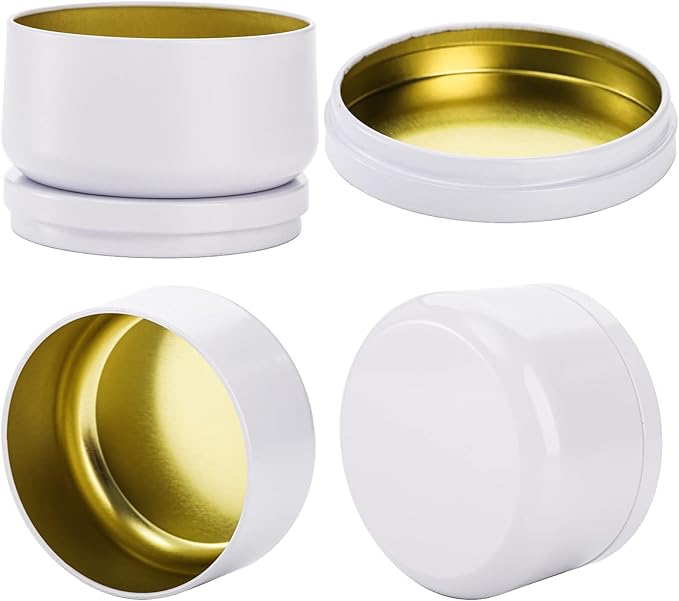 ZENFUN 24 Pieces White Candle Tins, 6 oz Candle Tin with Lids for DIY Candles Making,Candle Jars Bulk, Bulk Candle Containers for Candle Making, Arts & Crafts, Candle Storage, Party Supplies