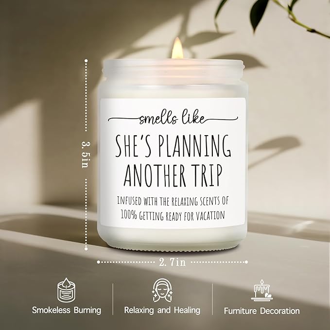 Best Travel Candle Gifts for Women, Smells Like Shes Planning Another Trip, Unique Candles for People Who Like Travel, International Traveler Planner Vacation Retirement Candles Gift Idea-32