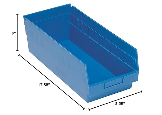 QUANTUM STORAGE SYSTEMS QSB208BL STORE-MORE Part Organizer Blue Bins 18" L x 9" W x 6" H 10 Pack