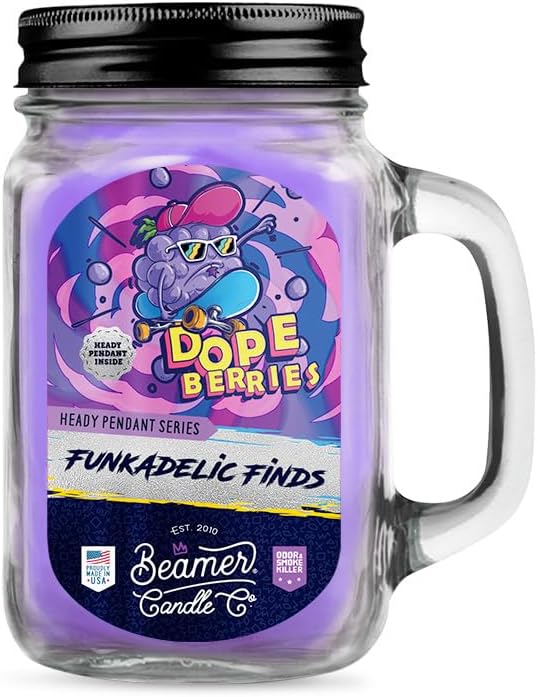 Beamer Candle Co. - Dopeberries – Sweet Mixed Berry Scent – Raspberries, Blueberries, Strawberries – Funkadelic Finds Collection- Jewelry Candle - Large (12oz) Mason Jar