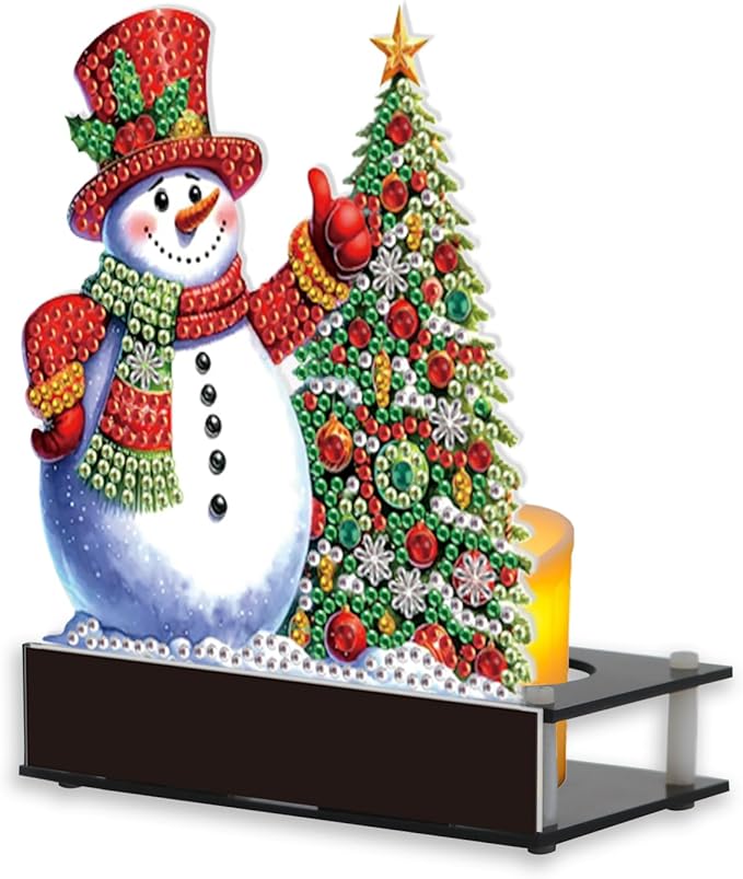 Diamond Painting Taper Candle Holders 12x11cm Candlestick Holders Centerpieces Candlestick Holders Candle Stick Holders for Home Decoration Party Housewarming Gifts Christmas Snowman
