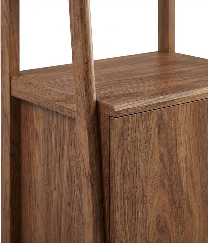 Furnifact Walnut Bookshelf with 21-inch Height, Sleek Wood Construction, Modern Design, Sturdy Stand, Stylish Storage Solution for Living Room, Home Office