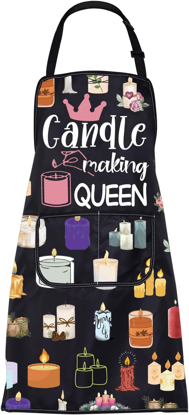 FUSTMW Candle Making Apron Candle Making Queen Gifts for Candle Makers DIY Kitchen Baking Chef Grill Apron with Pockets