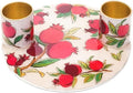Yair Emanuel Flat Plate Candle Holders for Shabbat 4 Inch Vibrant Pattern Design Modern Judaica Gift (CSE-1 Pomegranates)