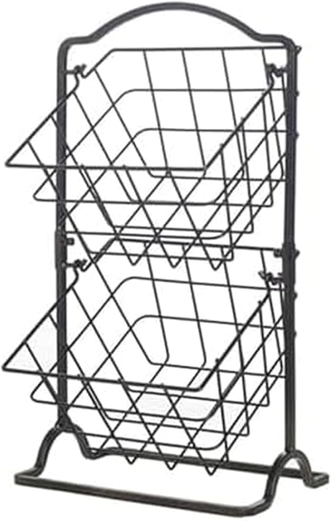 Gourmet Basics by Mikasa General Store 2-Tier Metal Countertop Fruit Storage Basket, Antique Black