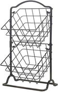 Gourmet Basics by Mikasa General Store 2-Tier Metal Countertop Fruit Storage Basket, Antique Black