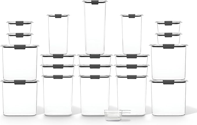 Rubbermaid Brilliance BPA Free Food Storage Containers with Lids, Airtight, for Kitchen and Pantry Organization, Set of 23 w/ Scoops