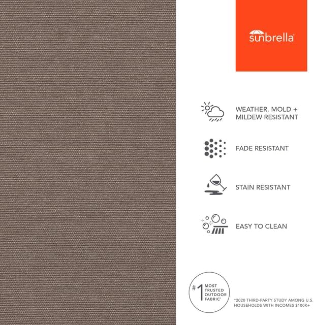 Sunbrella Outdoor Fabric by The Yard | Play Mocha (Solid) | Official Sunbrella Seller | Indoor or Outdoor Upholstery Fabric for Chairs, Cushions, Drapery, Pillows, Furniture