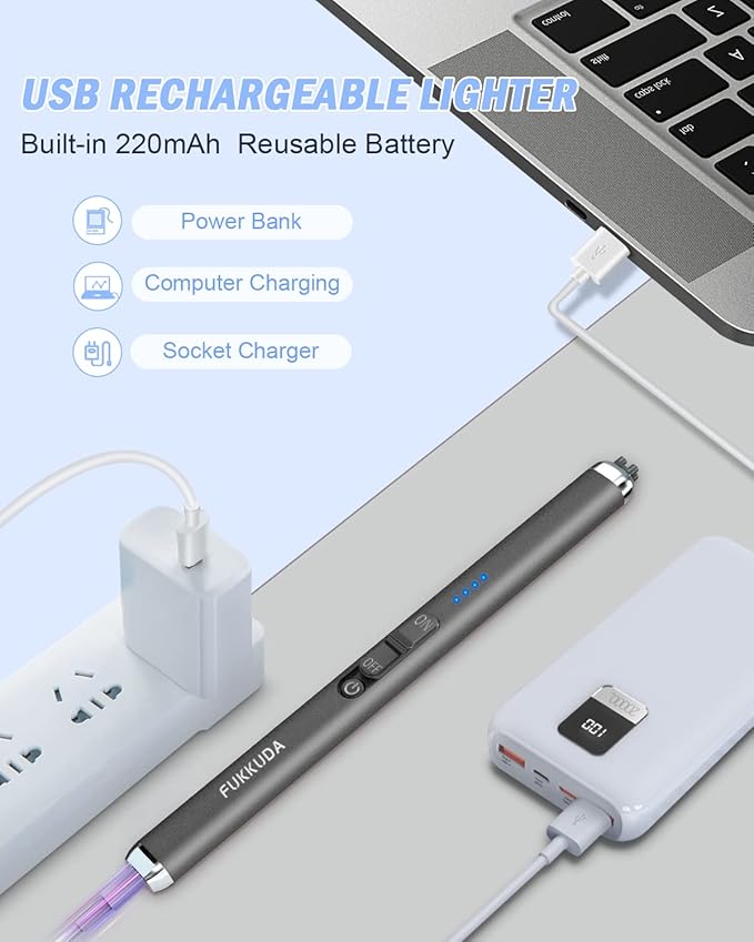 【Upgraded】 Dual Arc Electric Candle Lighter Rechargeable USB Lighter Plasma Arc Lighters for Candle (Space Gray)
