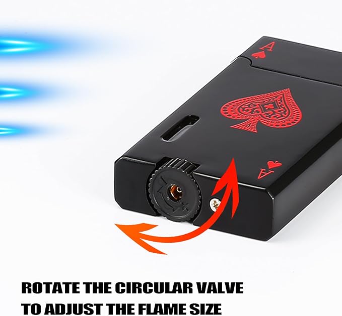 Ace Classic Butane Torch Lighter, Refillable Card Lighter with Double Jet Flame and Visible Window, Ideal Gift for Men and Women, 1-Year Warranty, Without Butane(Black+White)