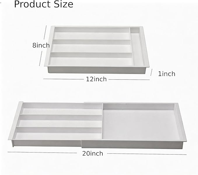 Plastic Drawers Organizer for Office Bathroom Bedroom Kitchen Desk - 1 Layers More White Storage Tray - Expandable 11.4-18.1 Inches (SHALLOW 1")
