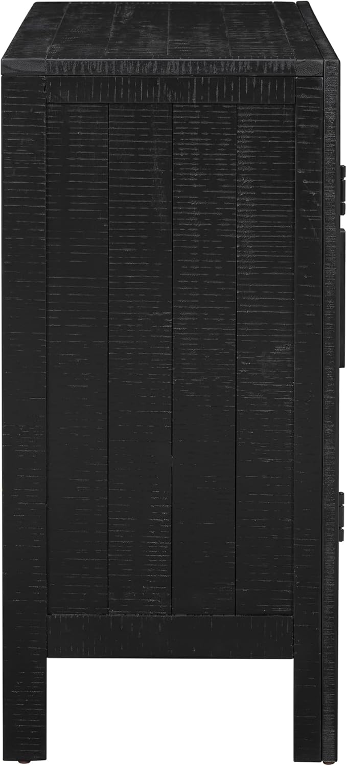 Amposei Wooden Accent Cabinet 40-Inch Vintage Sideboard Coffee Bar Cabinet 2-Door Entryway Storage Cabinet with Adjustable Shelf for Living Room Entrance, Black