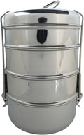 Nature's Own Indian Stainless Steel Tiffin Lunch Box, 4-Tier Snack Box/Food Container Airtight Leak Proof, 4 Compartment, Suitable for Office Use, Outdoor Lunches/Dining, Size 8x4 Inch