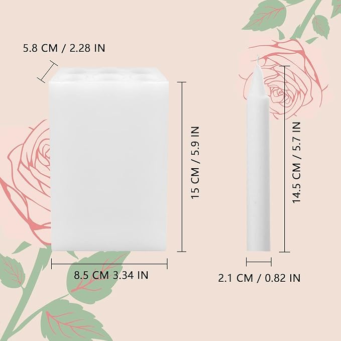 ZAKVOOR 6 Holes Candle Molds Long Cylinder Shape Silicone Resin Mould for Scented Candle Gypsum Resin Casting Clay Wax Handmade Crafts