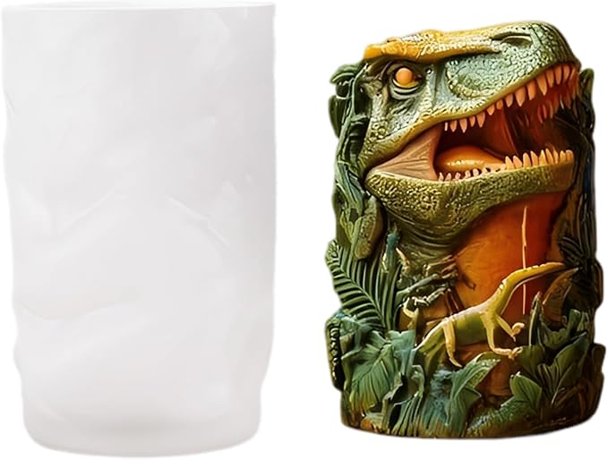Candle Mold for Candle Making, 3D T-Rex Relief Silicone Mold for Resin Casting DIY Plaster Polymer Clay Home Decoration (Dinosaur)