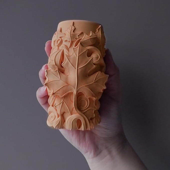 Maple Leaf Embossed Candle Molds, Autumn Leaves Pillar Candle Silicone Molds, 3D Fall Molds for Soap Wax Epoxy Resin, Fondant Chocolate Cake Dessert Decoration Molds DIY Supplies