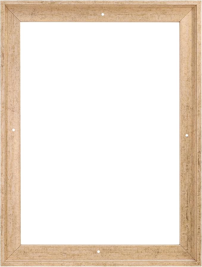 Pixy Canvas Floater Frame 16x48 for 0.75 inch Deep Canvas Paintings/Canvas Prints/Wood Canvas Panels/Wall Art/Wall Decor/Home Decor/Artwork, (Scratched Gold & Cream, 16 x 48 inch, Portrait)