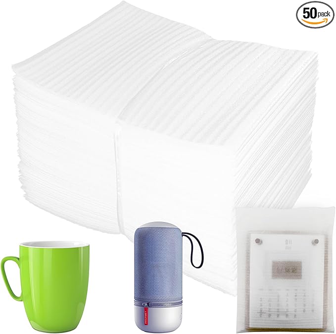8'' x10'' Cushion Foam Pouches, 50Pcs Packing Cushioning Supplies for Moving, Foam Wrap Pouches Protect Fragile Items, Cushioning Foam Padding for Packaging Dishes/China/Cups/Plates/Mugs