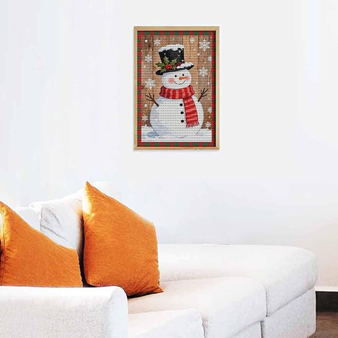 AIVKIEJK Diamond Painting Kits for Adults - Festive Snowman Red Scarf Painting DIY 5D Full Drill Diamond Dots Paintings with Diamonds Gem Art and Crafts Home Decor 8"x12"
