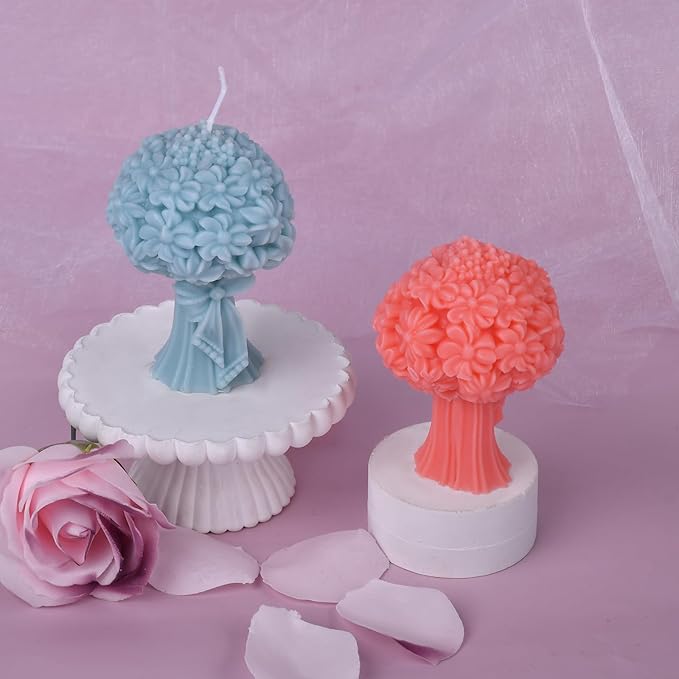 1Pack Flower Bouquet Candle Silicone Molds Epoxy Resin Wax Mold Silicone Shapes Flower Mold for Candle Craft Making Wedding Gift Decoration