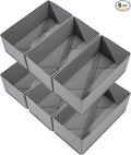 Sock Drawer Organizer 6 Pack - Collapsible Fabric Storage Bins for Underwear Divider, Small Closet Organizers with 6 Compartments, Gray
