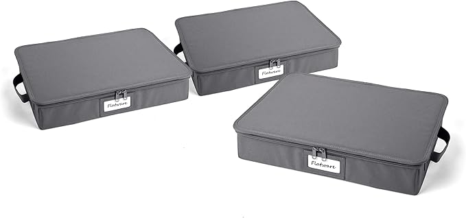 Covermates Keepsakes Zip-Top Storage Box Set, 3 Pack Heavy Duty Polyester Organizer Bins, Stackable Design, ID Window, Reinforced Handles, Closet Home Storage, Graphite