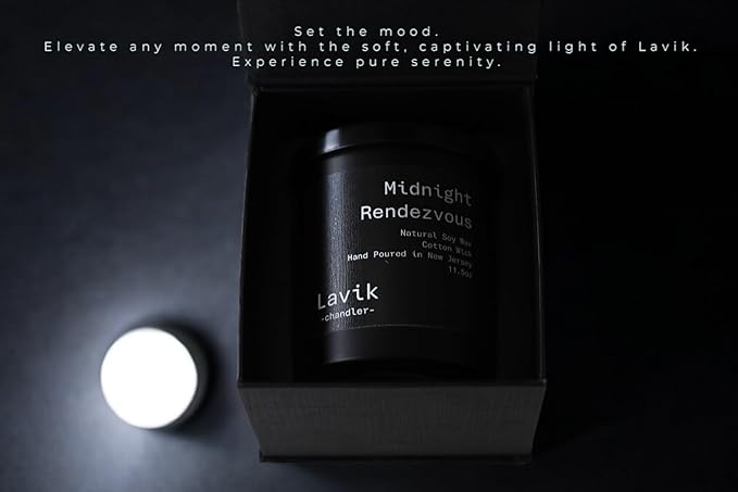 Lavik Luxury 11.50oz Candle with Rich Aroma Cypress & Tobacco Leaf Scent. Natural Soy Wax, Cotton Wick, Matte Black Jar. Gift or Elegant Decor for Home & Office