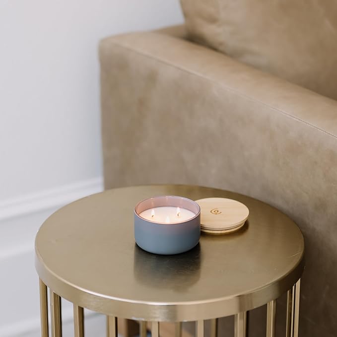 Calyan Wax Co. Charcoal & Sandalwood 3 Wick Scented Candle - 30 Hour Burn - Luxury 3 Wick Soy Candles - Non Toxic Soy Wax Candles - Long Lasting Large Glass Jar Candle for Home - 8oz