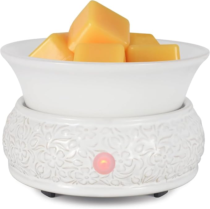 mocosa Wax Melt Warmer for Scented Ceramic Candle Warmer Home Fragrance Wax Burner for Mom Women(White)