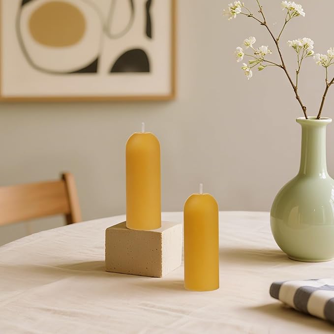 Small Pillar Candles 4-Pack - 10-Hour Long Burning 100% Natural Beeswax Candles, Perfect for Everyday Use, Home & Travel, Power Outages，Classic Pillar Style (3.5"x1.3")