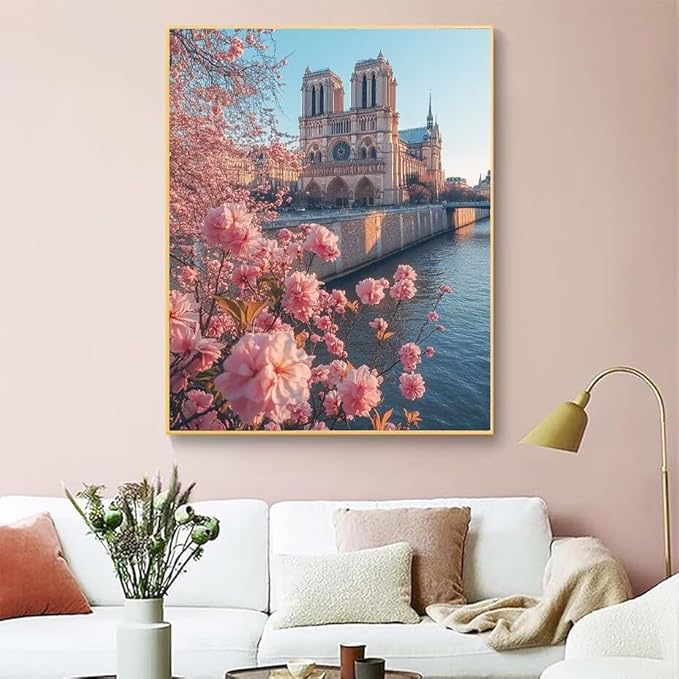 Diamond Painting Kits for Adults Flower Diamond Painting Kits Church 5D Full Square Drill Strass Crystal Crafts for Adults DIY Art Kit for Beginner, Home Wall Art, Gifts for Women 16x24in 2-J61129