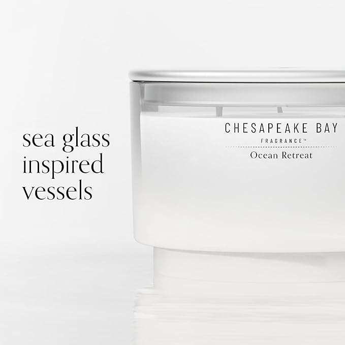 Chesapeake Bay, 14.5oz Ocean Retreat Scented Candle, Mood Evoking Fragrance, Sea Glass-Inspired Jar, Premium Soy Blend Wax with Essential Oils, Coastal Fragrance for Home Décor or Gifting