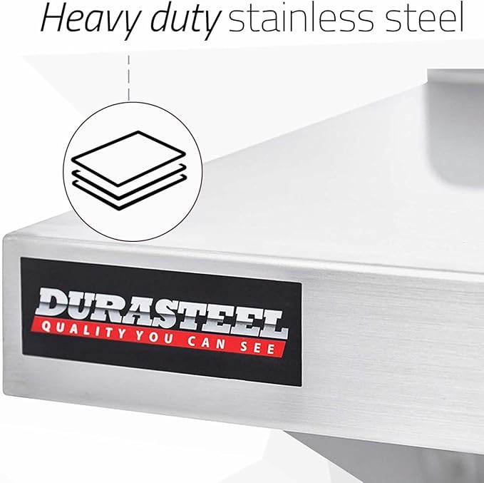 DuraSteel Stainless Steel Shelf - 72 Inch Wide x 14 Deep Commercial NSF Mounted Metal Wall Shelf Pantry Organizer Garage Storage Shelves - Rack Shelving Restaurant Kitchen Units Laundry Utility Room