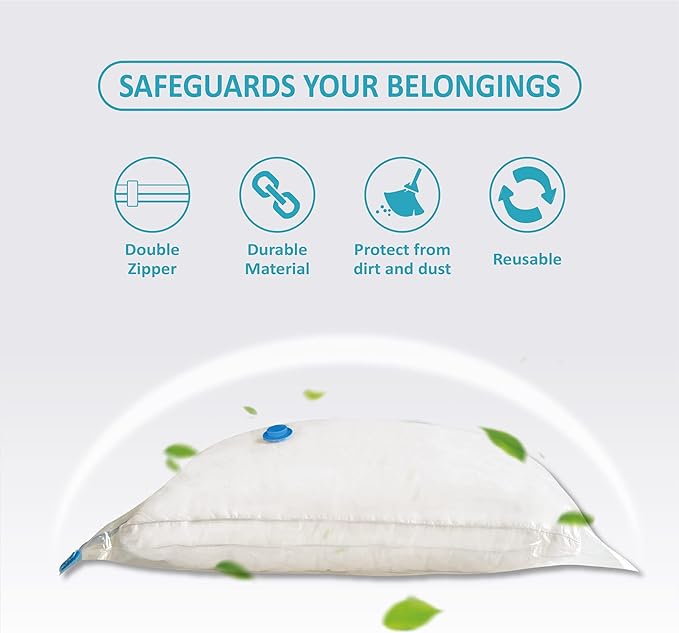 Roomimaster Vacuum Storage Bags, Vacuum Seal Space Saver Bags for Clothing, Travel Lugggage, Carry-on, Blankets, Pillow, Comforters, Bedding, 10 Jumbo