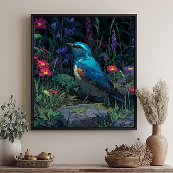 Paint by Numbers Kit for Adults Bird Paint by Numbers Flower DIY Crafts for Adults Canvas Paintings Kits, Hobbies for Women Art With Accessories for Home Wall Decor 20x20 inch Without Frame Y-9276