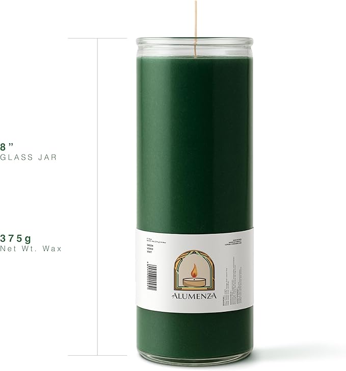 3 Pack Green 7 Day Candles in Glass Jar – Paraffin Wax, Clean Burning Unscented | Large & Tall Devotional Prayer Pillar Candles for Home, Memorial, Spells, Long Lasting