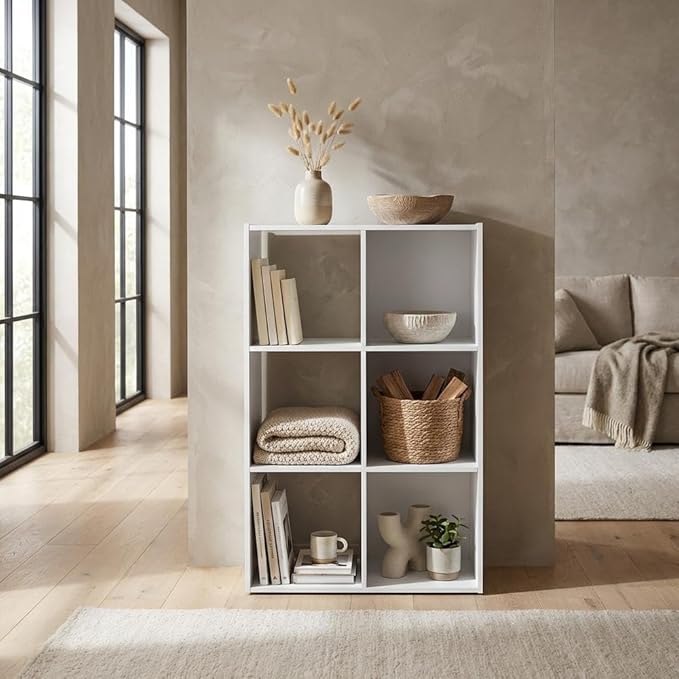 Furnifact White Bookcase with Durable Wooden Construction, Modern Design, Ample Storage, Stylish Finish, Ideal for Home or Office Use