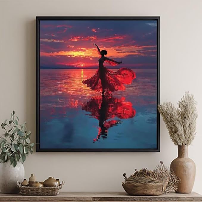Paint by Numbers Kit for Adults Dance Paint by Numbers Sunset DIY Crafts for Adults Canvas Paintings Kits, Hobbies for Women Art With Accessories for Home Wall Decor 24x24inch Without Frame 3-857E