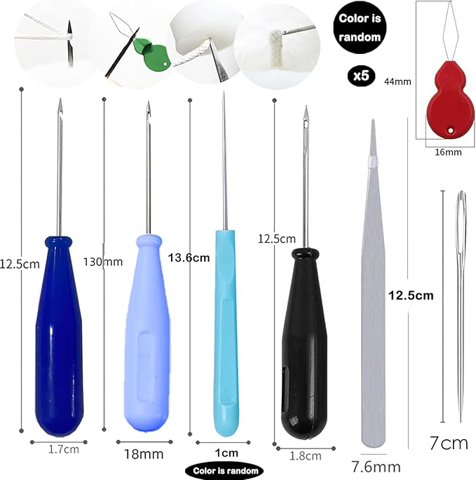 11 PCS Candle Punch Wicking Needle tools with Hook & Eye Mold Hole Punch Candlewick Inserting Tool Tweezer for Silicone Molds Large-Eye Candle Wicking Needle Threader for Candlewick of All Thicknesses