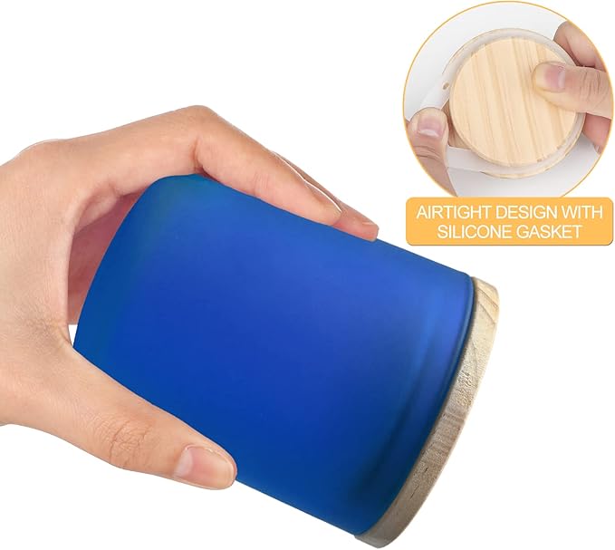 SHOWIN 10 OZ Thick Candle Jars for Making Candles 15 Pcs, Empty Jars with Wood Lids for Candle Making, Sample Container, Frosted Blue