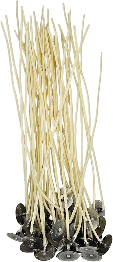 50 Pack – Jess Mae LX Candle Wicks, 8 Inch, Professional Grade – Primed Custom Assemblies with Beeswax Primer and Sustainer Tabs – DIY Candle Making Supplies (LX - 16)