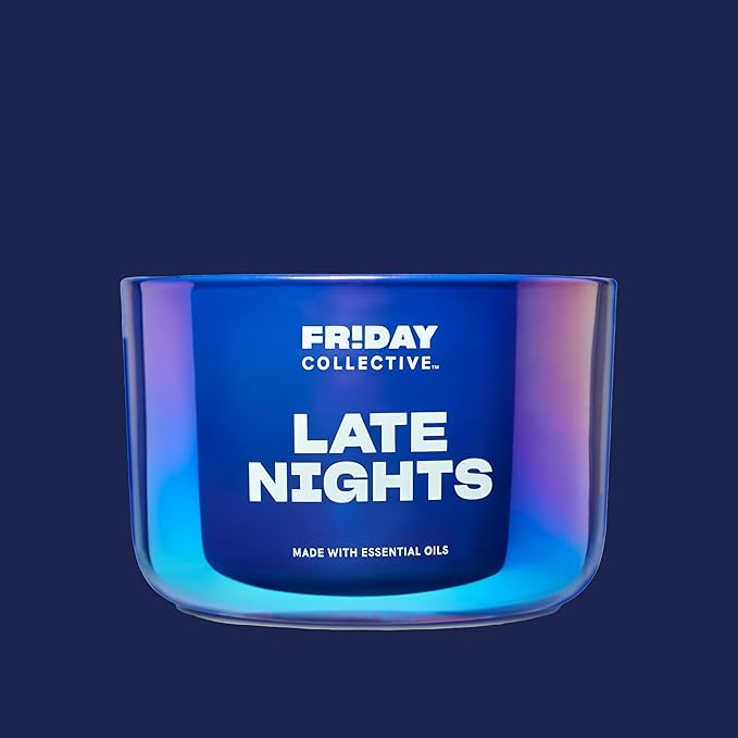 Friday Collective Late Nights Candle, Floral Scented, Made with Essential Oils, 3 Wicks, 13.5 oz (Pack of 2)