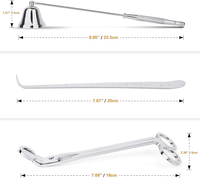 3-in-1 Candle Snuffer Set Candle Wick Trimmer Set - Silver