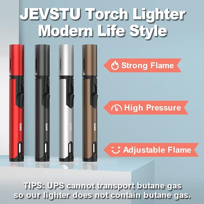 4 Pack Torch Lighter, Long Lighter, Adjustable Multipurpose Refillable for Grill BBQ